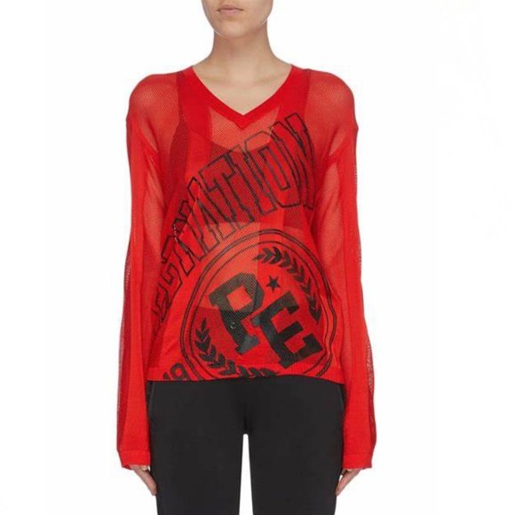 P.E NATION logo print Endlines mesh knit top NWT - Picture 1 of 5